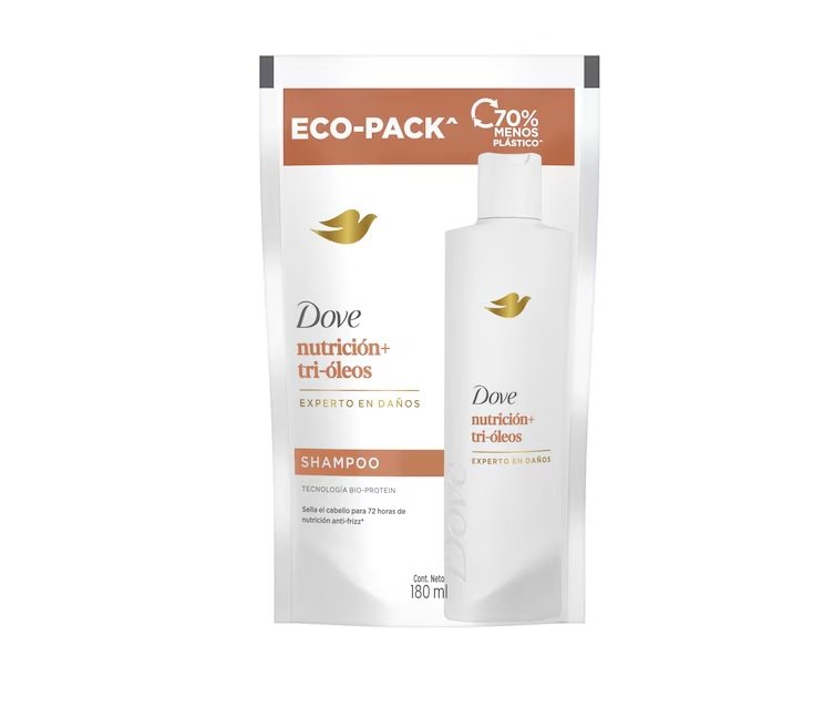 Dove Shampoo Nutrición + Tri-Óleos Doypack 180ml