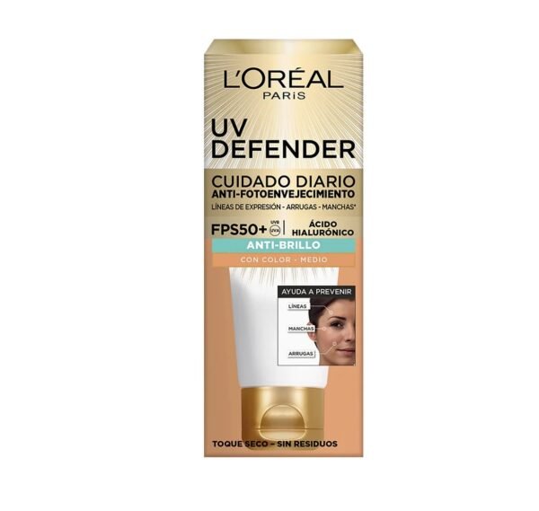 Uv Defender Loreal Protector Facial Fps50 Color Medio