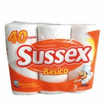 Sussex Básico 40 Paños x 3 rollos