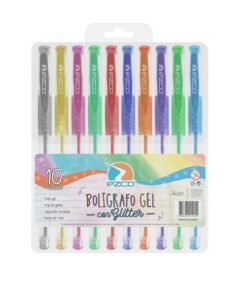Boligrafo Gel x10 c/Glitter Ezco