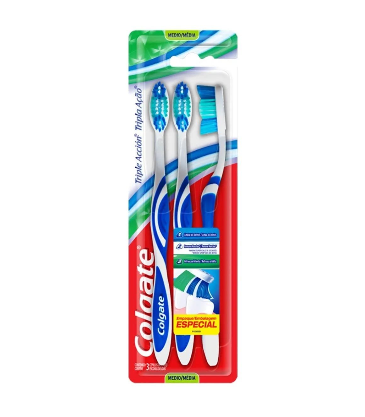 Colgate Cepillo Triple Acción Pack x3