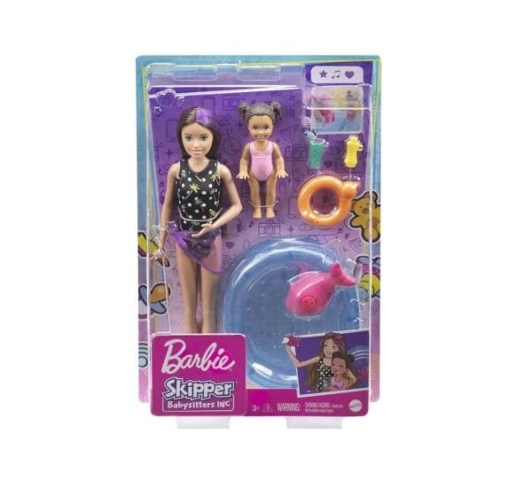 Barbie Skipper Babysitter- Niñera con Bebe y Pileta