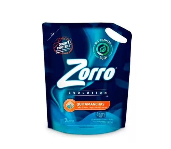 Zorro Jabon Líquido Quitamanchas x3 Litros