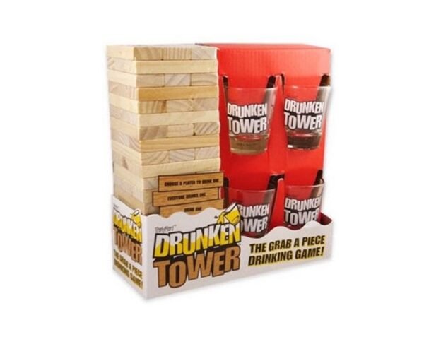 Drunken Tower- Jenga +Vasos Juego
