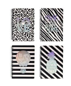 Cuaderno Estampado ByN Tapa Flexible Anillado Skora