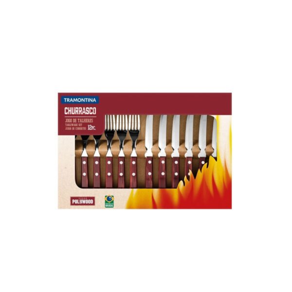 Tramontina Set Cubiertos Polywood Churrasco 12 Piezas