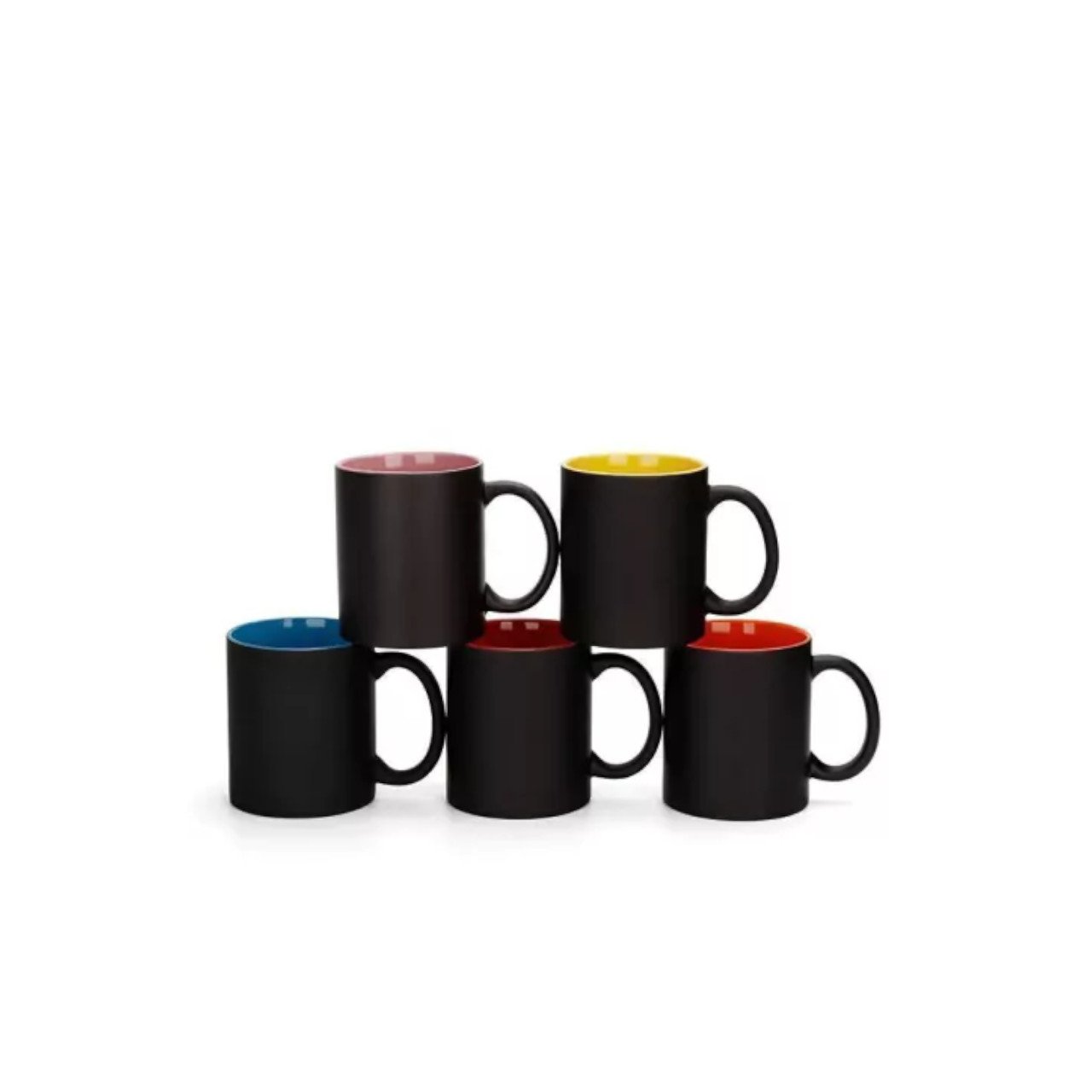 Taza Porcelana Negra Color Por Dentro 400ml