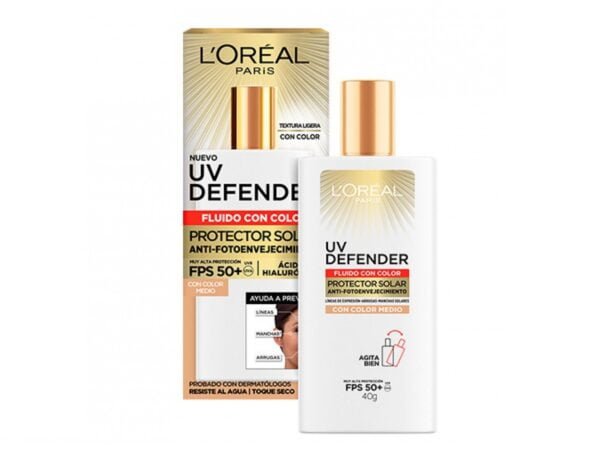 Loreal UV Defender Fluído Color Medio Protector Facial Fps50