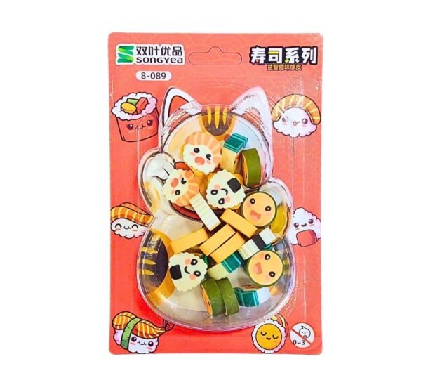 Pack de Mini Gomas de Borrar Sushi Colours
