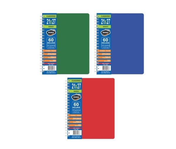 Rideo Cuaderno Tapa Flexible 21x27 Rayado x60 hojas