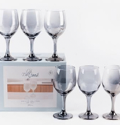Copa de Vino Transparente Negro Set x6