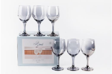 Copa de Vino Transparente Negro Set x6