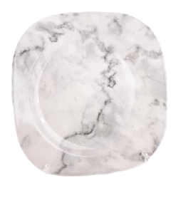 Plato Cuadrado de Cerámica con Diseño Marmolado