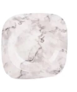 Plato Hondo Cuadrado de Ceramica con Diseño Marmolado