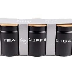 Latas Té- Café- Azúcar Cilíndricas con Tapa de Bambú Set x3