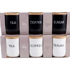 Latas Té- Café- Azúcar Redondas con Tapa de Bambú Set x3