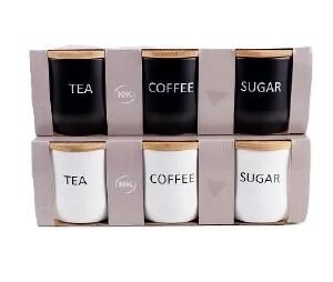 Latas Té- Café- Azúcar Redondas con Tapa de Bambú Set x3