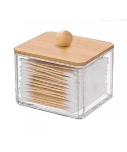 Organizador de Cosmeticos Acrílico con Tapa de Bamboo