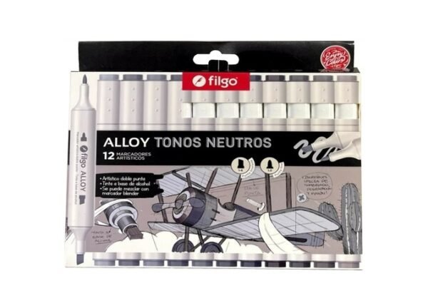 Filgo Marcadores Alloy Doble Punta Set Neutros x12
