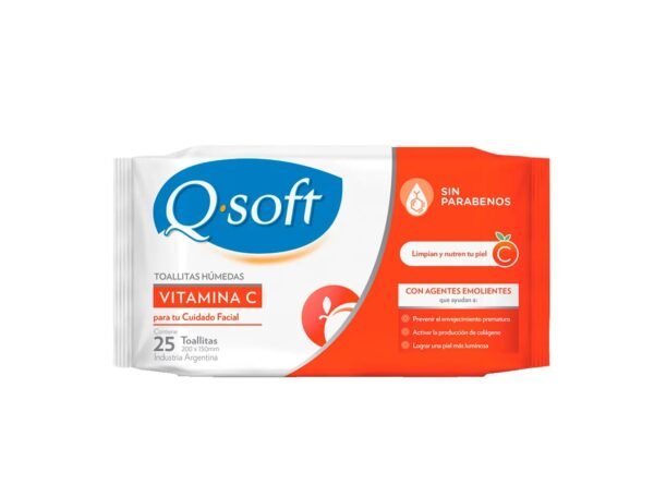 Q-Soft Toallitas Limpiadoras Faciales Vitamina C