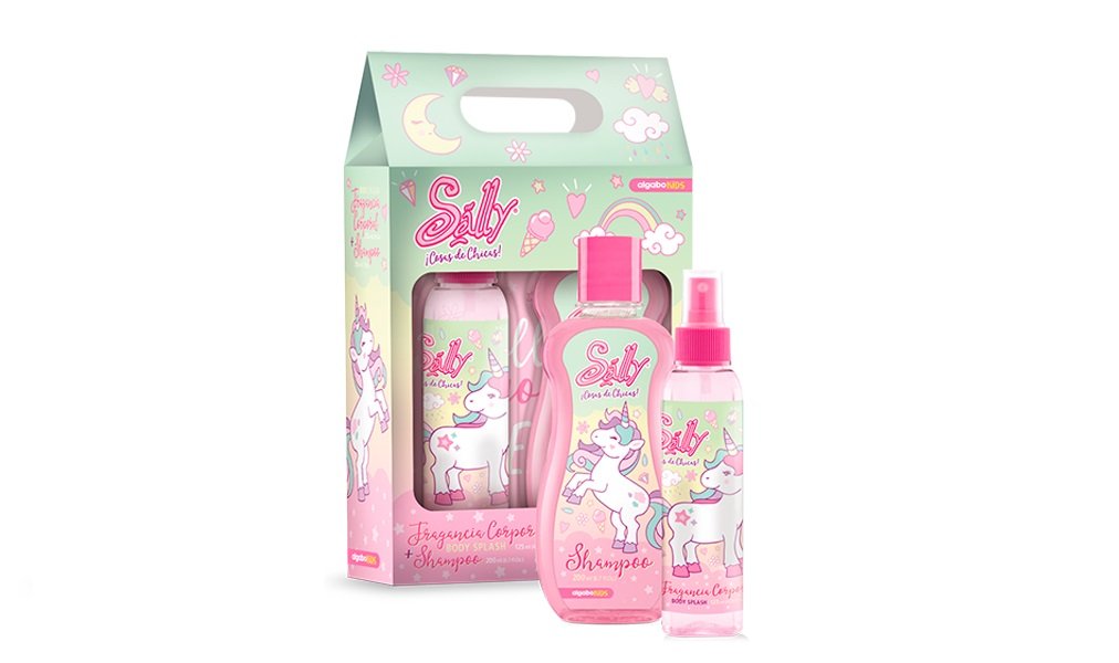 Body Splash (125ml) + Shampoo (200ml) Algabo Kids - Sally Unicornio Set x2