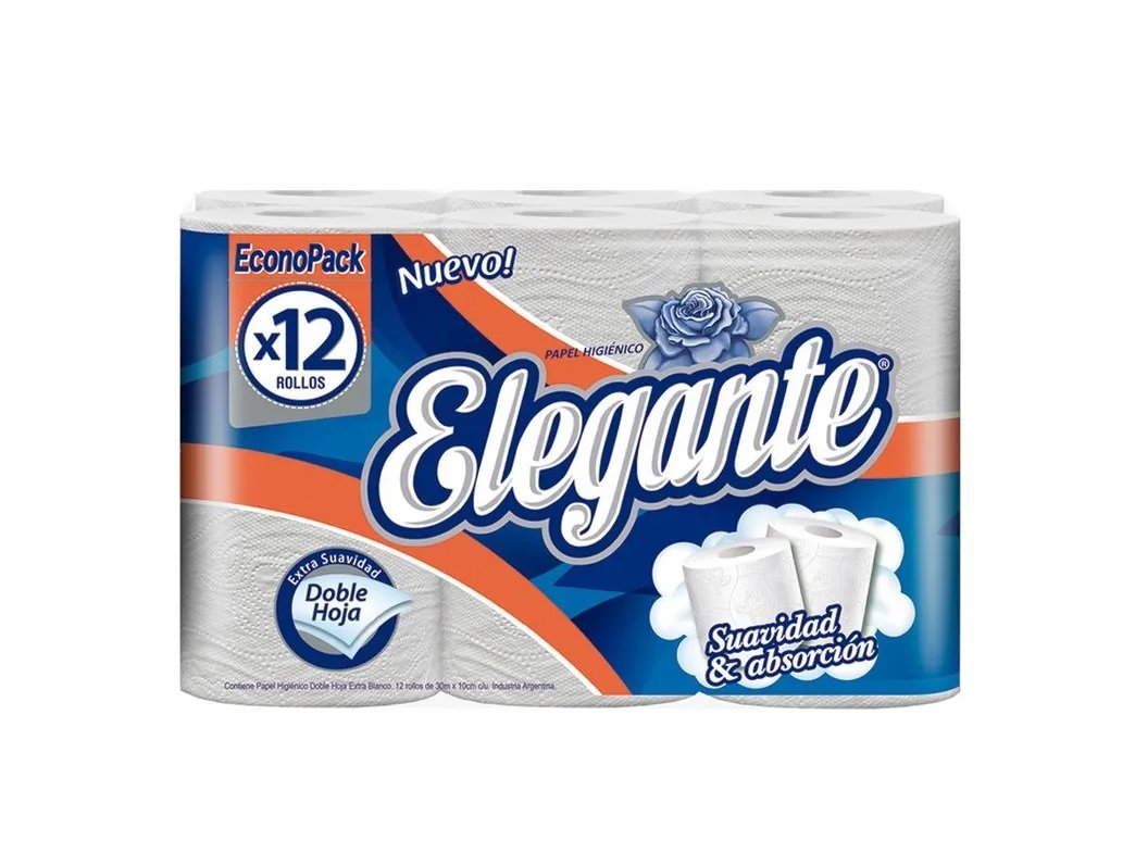 Elegante Pack x12 Papel 30mts Doble Hoja