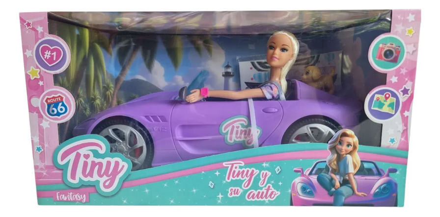 Muñeca Tiny y su Auto Deportivo Violeta