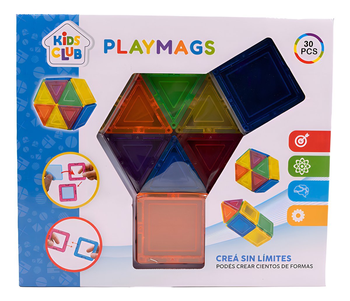 Bloques Magnéticos PlayMags 30pcs ¡Crea sin Limites!