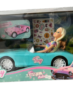 Muñeca Tiny y su Auto Clásico con stickers