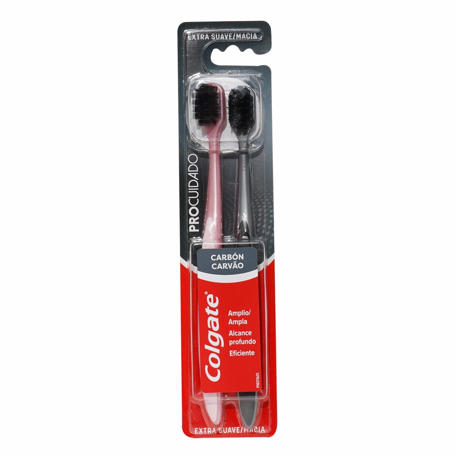Cepillo Colgate Alcance Profundo pack x2 Extra Suave con Carbón
