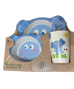 Set plato y vaso p/ niños bamboo fiber