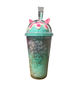 Vaso c/sorbete doble pared "Live laugh love"