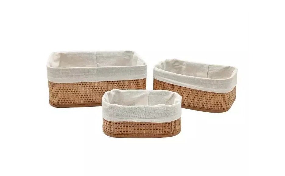 Set x3 Canastos de Bamboo Rectangular Suká - Imagen 2