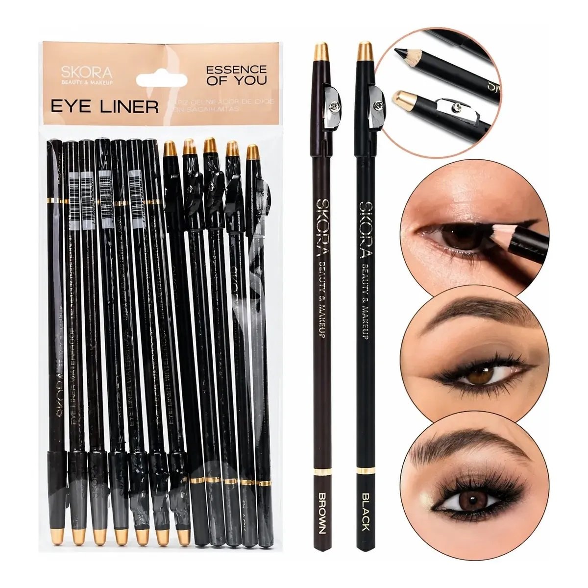 Delineador Para Ojos y Cejas C/ Sacapuntas Skora