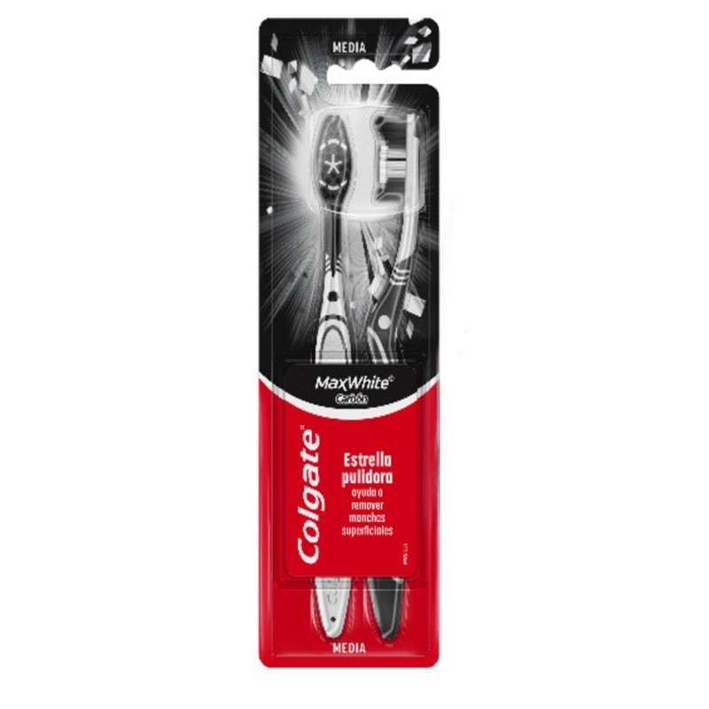 Cepillo Colgate Max White Carbon Pack x2