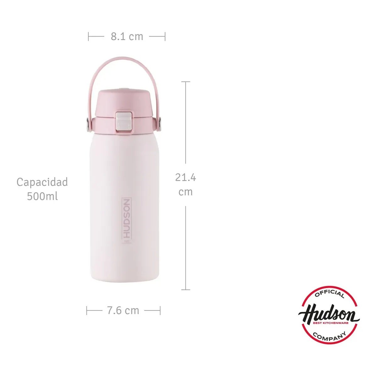 Hudson Botella Deportiva 500ml Color Rosa - Imagen 3